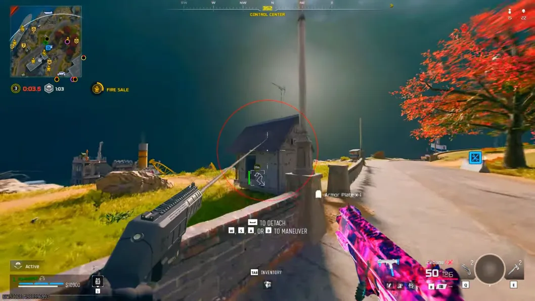 Warzone ESP distance indicators and health bars on Rebirth Island