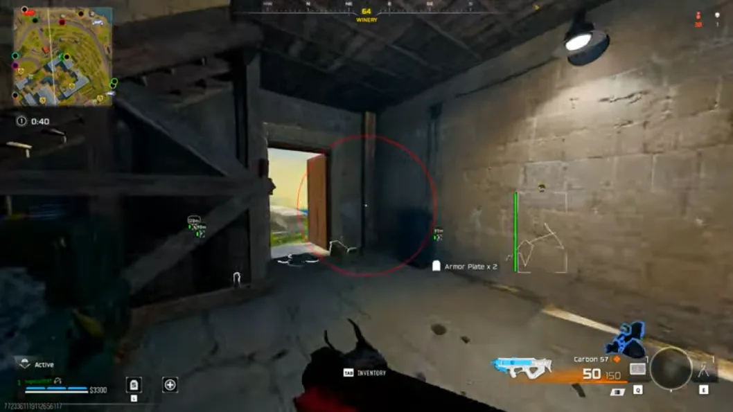 Warzone aimbot target lock at control center building