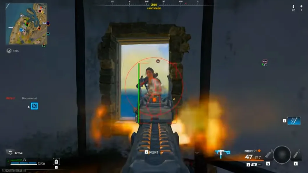 Warzone wallhack wireframe ESP inside winery building